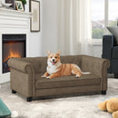Modern Linen Fabric Elevated Pet Bed Sofa for Small and Medium Dogs - Brown