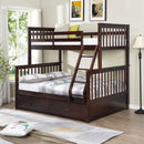Espresso Wooden Twin Over Full Bunk Bed with Storage Drawers, Ladder, and Safety Guard Rails