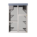 70.5＂ Tall Wooden Catio Outdoor Cat Enclosure, Gray Cat House Large Solid Wood Cage Playpen with 6 Jumping Platforms & 2 Napping Houses, Movable tarp cover