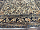Antique Persian Rug 9x11, Wool Handmade 1920s Oriental Carpet, Persian Hamadan Anjelas Rug, Cream Black, Floral Allover Oriental Rug 9 x 11 Room Sized Rug