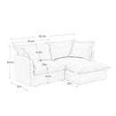 Slipcovered Sectional 2 Seater Sofa Couch with Convertible Ottoman, Wide and Deep Seat L Shaped Sofa with Detachable Cover and Soft Multiple Big Pillows, Chenille Fabric,Black