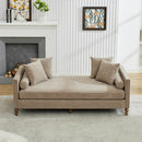 Upholstered Chaise Lounge Indoor with Nailheads, Sleeper Sofa Couch with 4 Throw Pillows & 2 Bolsters, Daybed with Rubberwood Legs, Taupe Chenille,75.2'' Wide