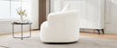 360° Swivel Barrel Sofa Chair with Throw Pillow, Chenille Upholstered Accent Chair, Beige, 38.2'