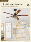 52 Inch Black Farmhouse Ceiling Fan With Light And Remote