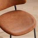 Set of 4 Upholstered PU Leather Dining Chairs Mid-Century Modern Dining Chairs with Curved Backrest for Dining Room Kitchen (Brown)