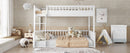 Full XL over Queen Bunk Bed with Ladder and Guardrails, White