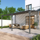Outdoor Wall-Mounted Gazebo with Sloped Roof Design, UV Protection, and Durable Iron Frame, 14.76x9.22 FT, Gray