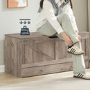 SolidWoodFinish Storage Bench Greige 43Inch Drawer