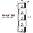 Five Tier Bookshelf White Bookcase Living Room Furniture