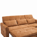 2-in-1 Sofa 82' Three-seater Sofa with Sofa Bed and Reversible Recliner, Orange Chenille