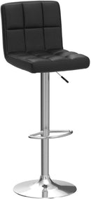 Counter Height Swivel Bar Stool Set Of 2 PU Leather Black