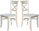 Set Of 2 35.8 In Parawood X Back Dining Chairs Unfinished