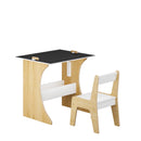 Kids Table Set with One Chair, Multifunctional Wooden Children Study Table-Convertible Tabletop for Study, Drawing & Play, Natural