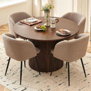 Forty Seven Inch Round Dining Table Set Walnut Finish Woodgrain Chairs