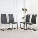 Modern Charcoal PU dining chair living room chair upholstered chair, black metal chair leg design, kitchen, living room, bedroom, dining room side chair (Set of 4)