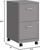 Mobile File Cabinet With Chrome Pull And Locking Drawers In Silver