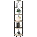 6-Tier Greige Corner Shelf Stand For Living Room And Office