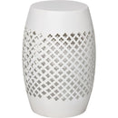 12.5" Steel Patio End Table, Round Hollow Drum Side Table, Accent Table for Indoor and Outdoor, White
