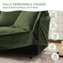 Living Room Sofa Slipcovered Sofa 3 Seater Sofa With 3 Ottomans, Oversized 3-Seat Sleeper Sofa Bed Home Theater Sofa,  Chenille, Green