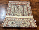 Pak Perisan Prayer Rug 4x6, Tree of LIfe Carpet, Handmade Vintage Wool Rug, Beige, Floral Vases