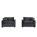 Luxurious Grey Corduroy Deep Seated Sofa Set with Two Single Chairs for Bedroom and Office