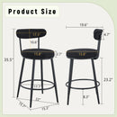 Stylish Ergonomic Bar Chairs Set with Black Breathable Cushions and Metal Legs, 35.5 Inches High, Pack of Two