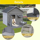 Large dog house, long 44.2' x wide 44.6' x high 44.6' Solid wood asphalt roof dog house with large terrace for large dogs, weatherproof large dog house ,Small wooden doors that can be locked