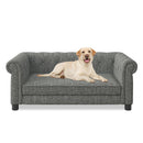Modern Linen Fabric Light Grey Elevated Pet Bed for Small and Medium Dogs