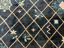 Tibetan Rug 9x12, Hand Knotted Tibet Nepali Contemporary Carpet 9 x 12 ft, Black and Tan, Handmade Area Rug Room Sized, Nepalese Rug