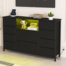 Black Dresser With Charging Station And LED Lights