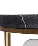 Alsy 13"W 2-Light Brushed Gold with Black Marbled Base Flush Mount Light Fixture