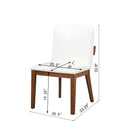 Modern Walnut-Finish Dining Chairs Set of 2 with Glossy PU Leather Upholstery in White