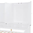 Full Size Wooden Daybed With Three Drawers, and All-in-One Cabinet, Desk and Shelves, White