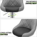 Height Adjustable Grey PU Leather Bar Stools Set Of 2