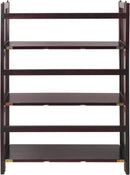 Three Shelf Folding Stackable Bookcase 27.5 Inch Wide Espresso Wood Home Office Storage