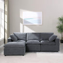 Modular Sectional Sofa, Convertible Sofa Couch, Modular Sectionals with Ottomans, 4Seat Sofa Couch with Reversible Chaise for Living Room. Chenille Grey