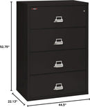 Lateral 4 Drawer Fire Safe File Cabinet With Key Lock Black