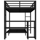 FULL Over Twin Bunk Bed with Desk and Shelves, Multiple Placement, with LED and USB, Black
