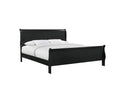 Louis Phillipe Black Finish King Size Panel Sleigh Bed Solid Wood Wooden Bedroom Furniture