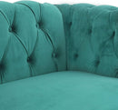 Green Velvet Chesterfield Living Room Set Including Sofa Loveseat and Club Chair