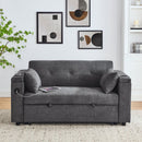 54" Pull-Out Sleeper Sofa Bed Double Seat Recliner Sofa Bed with Armrests with Storage and Side Pockets, Adjustable Backrest and Lumbar Pillow for Apartments, Living Rooms, etc. with USB Power Outlet
