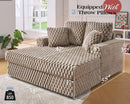 Brown Plush Sleeper Chair 53Inch Chaise Lounge With Pillows