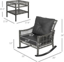 Wicker Outdoor Rocking Chair Set with Storage Table