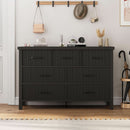 Fluted Contemporary White Dresser With Black Handles