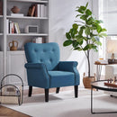 Navy Blue Compact Midcentury Armchair Tufted Backrest