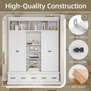 U-Can 78.7''H Hall Tree with Bench and 5 Storage Cubbies, Modern Entryway Storage Organizer Cabinet with 4 Doors, 5 Drawers and Adjustable Shelves for Hallway, Entryway, Living Room