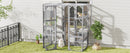Outdoor Cat House, DIY Cat Enclosure Catio with Double Enter Doors, Light Grey Pine Wood, 62.8'L x 32.2'W x 68.5'H