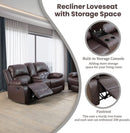 Manual Recliner Sofa Set Brown Three Piece Living Room Furniture