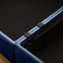 Modern Chenille Blue 2-Seater Sofa with Hidden Storage and Cylindrical Support