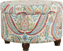 Large Upholstered Round Storage Ottoman Living Room